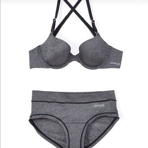 ADORE ME 36DD Demi jetblack racerback bra and L pt